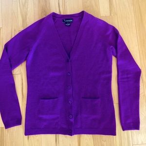 Purple Bloomingdales cashmere cardigan sweater